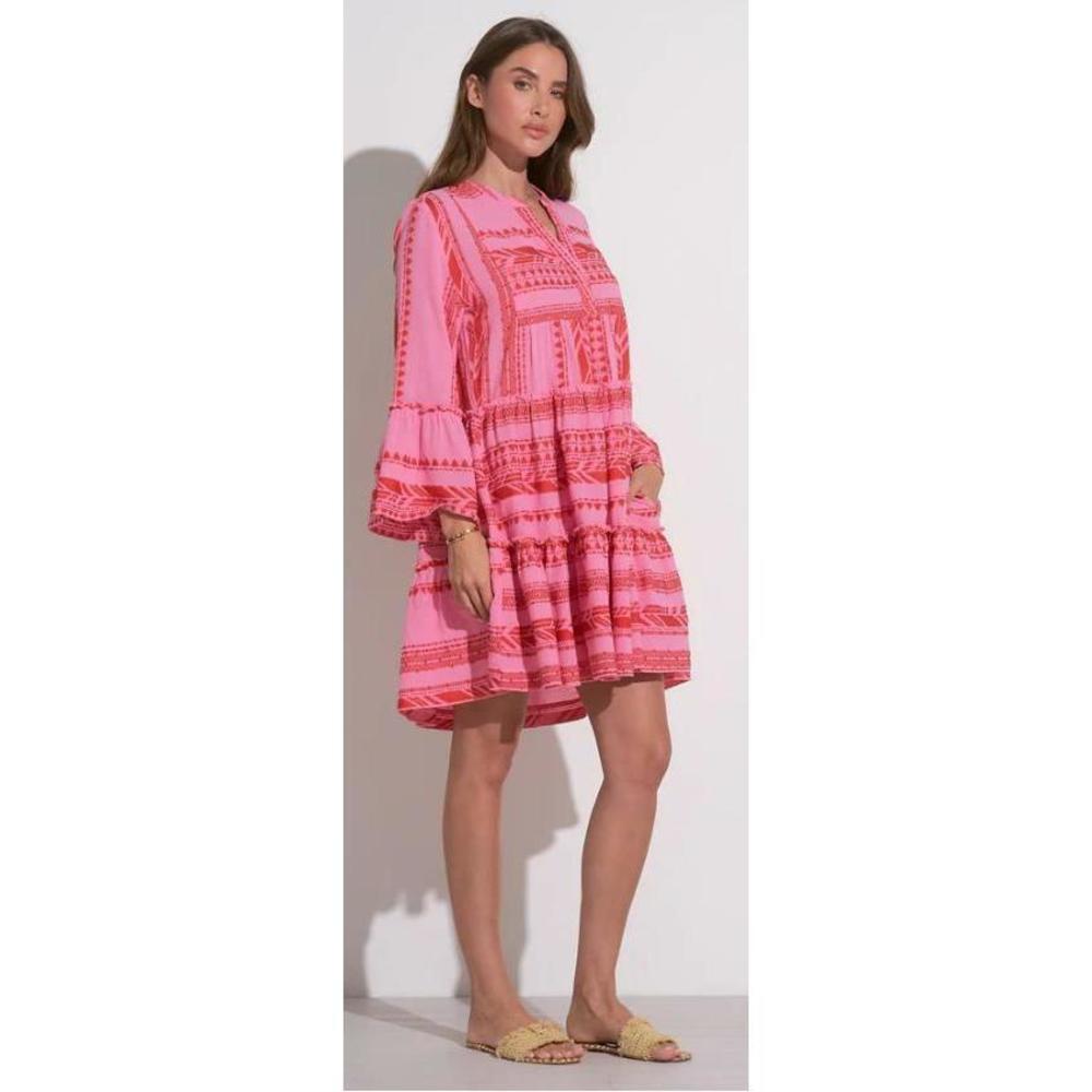 ELAN Charli Mini Dress Red Two Tone Print Small S - Picture 3 of 6